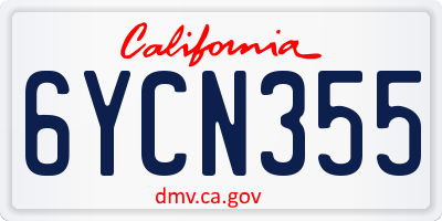 CA license plate 6YCN355