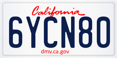 CA license plate 6YCN80