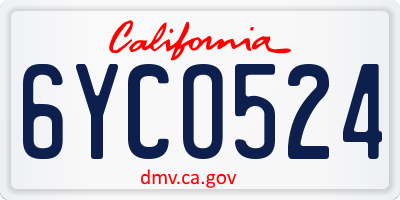 CA license plate 6YCO524