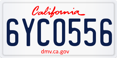 CA license plate 6YCO556