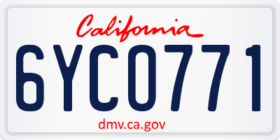 CA license plate 6YCO771