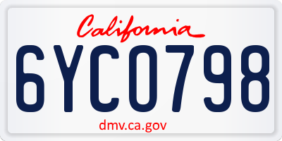 CA license plate 6YCO798