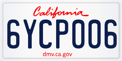 CA license plate 6YCP006