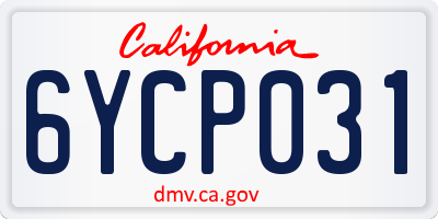 CA license plate 6YCP031