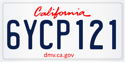 CA license plate 6YCP121