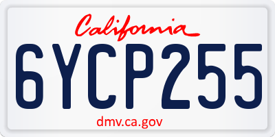 CA license plate 6YCP255