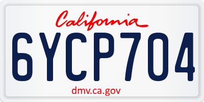 CA license plate 6YCP704