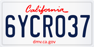 CA license plate 6YCR037