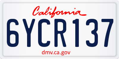 CA license plate 6YCR137