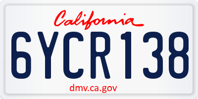 CA license plate 6YCR138