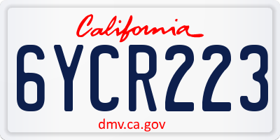 CA license plate 6YCR223