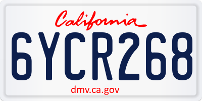 CA license plate 6YCR268