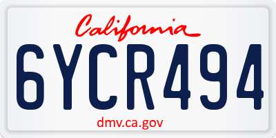 CA license plate 6YCR494