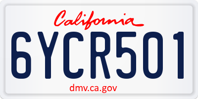 CA license plate 6YCR501