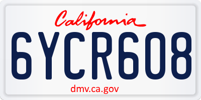 CA license plate 6YCR608