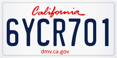 CA license plate 6YCR701