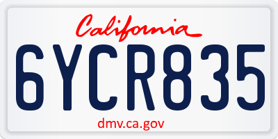 CA license plate 6YCR835