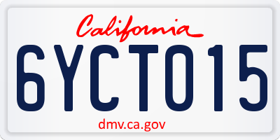 CA license plate 6YCT015
