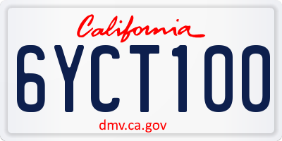 CA license plate 6YCT100
