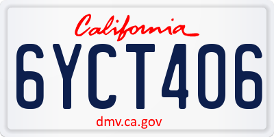 CA license plate 6YCT406