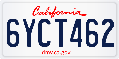 CA license plate 6YCT462