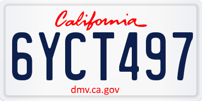 CA license plate 6YCT497