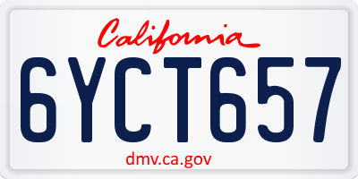 CA license plate 6YCT657