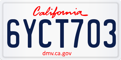 CA license plate 6YCT703