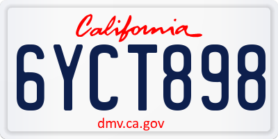 CA license plate 6YCT898