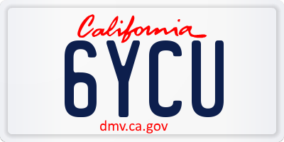 CA license plate 6YCU