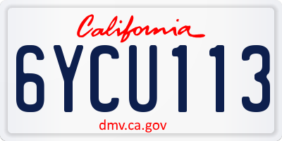 CA license plate 6YCU113