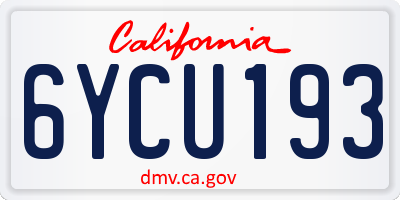 CA license plate 6YCU193