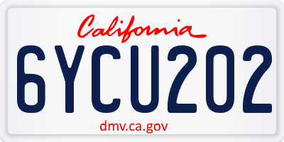 CA license plate 6YCU202
