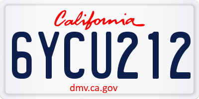CA license plate 6YCU212