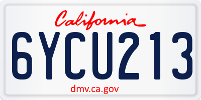 CA license plate 6YCU213