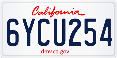 CA license plate 6YCU254