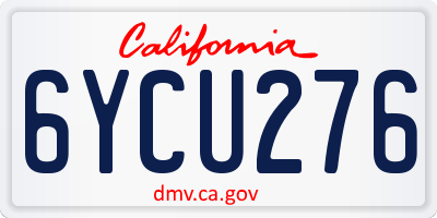 CA license plate 6YCU276
