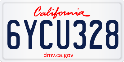 CA license plate 6YCU328