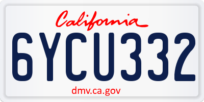 CA license plate 6YCU332