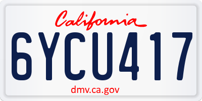 CA license plate 6YCU417