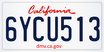 CA license plate 6YCU513
