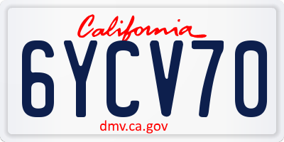 CA license plate 6YCV70