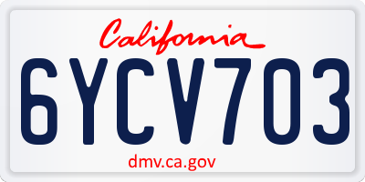 CA license plate 6YCV703