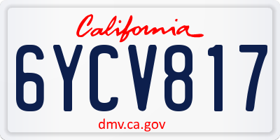 CA license plate 6YCV817