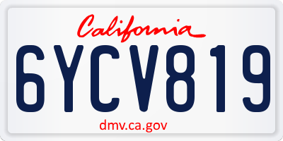 CA license plate 6YCV819