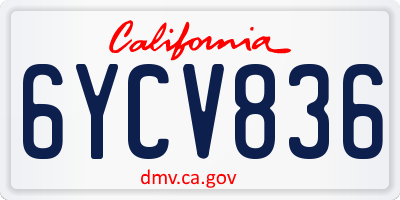 CA license plate 6YCV836