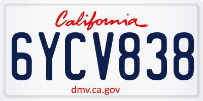 CA license plate 6YCV838