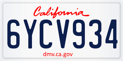 CA license plate 6YCV934