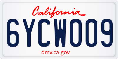 CA license plate 6YCW009