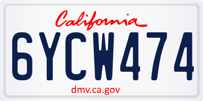 CA license plate 6YCW474